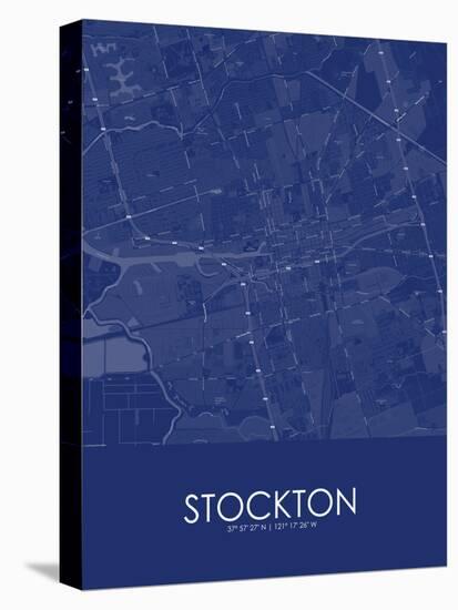 Stockton, United States of America Blue Map-null-Stretched Canvas