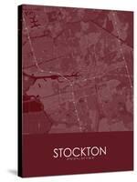 Stockton, United States of America Red Map-null-Stretched Canvas