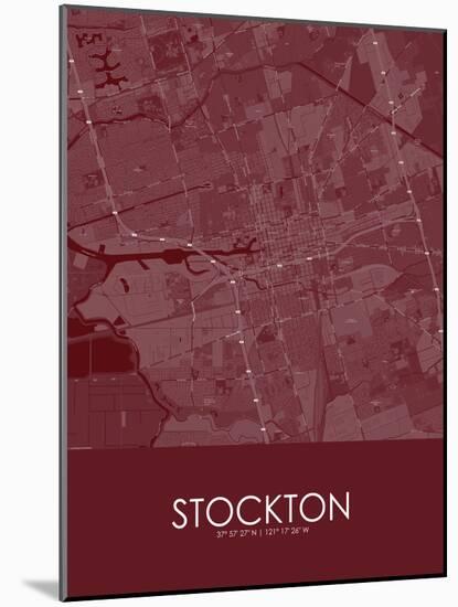 Stockton, United States of America Red Map-null-Mounted Poster