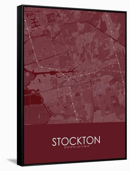 Stockton, United States of America Red Map-null-Framed Stretched Canvas