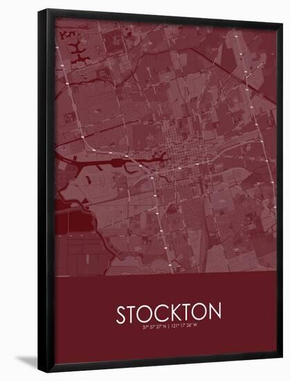Stockton, United States of America Red Map-null-Framed Poster