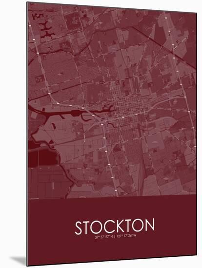 Stockton, United States of America Red Map-null-Mounted Poster