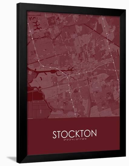 Stockton, United States of America Red Map-null-Framed Poster