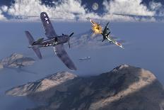 An American F4U Corsair Attacking a Japanese Nakajima Ki-84 Fighter Plane-Stocktrek Images-Art Print