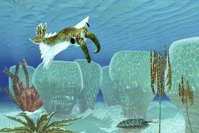 Anomalocaris Sneaks Up on a Trilobite in Cambrian Seas