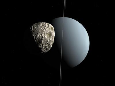 Artist's Concept of How Uranus and its Tiny Moon Puck