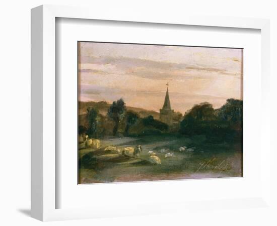 Stoke Poges Church (Oil on Panel) (Recto of 261372)-Thomas Churchyard-Framed Giclee Print