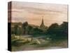 Stoke Poges Church (Oil on Panel) (Recto of 261372)-Thomas Churchyard-Stretched Canvas