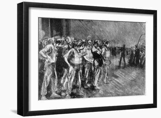 Stokers Wait on the Deck Hoping to Board Lifeboats-null-Framed Art Print