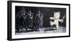 Stokes Croft Road, Bristol (graffiti attributed to Banksy)-null-Framed Giclee Print