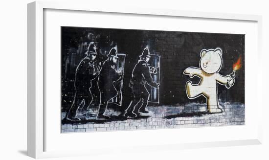 Stokes Croft Road, Bristol (graffiti attributed to Banksy)-null-Framed Giclee Print