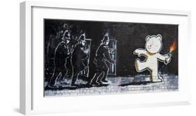 Stokes Croft Road, Bristol (graffiti attributed to Banksy)-null-Framed Giclee Print