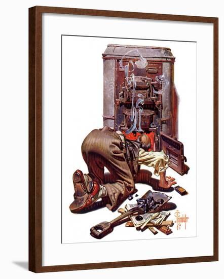 "Stoking the Furnace,"October 15, 1938-Joseph Christian Leyendecker-Framed Giclee Print