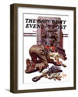 "Stoking the Furnace," Saturday Evening Post Cover, October 15, 1938-Joseph Christian Leyendecker-Framed Giclee Print