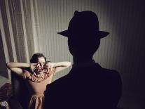 Killer Pointing the Gun at a Terrified Woman-stokkete-Photographic Print