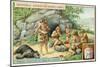 Stone Age Family Meal-null-Mounted Giclee Print