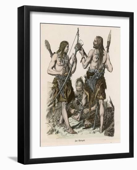 Stone Age Hunters-null-Framed Art Print