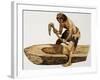 Stone Age Man Digging Out a Canoe-Peter Jackson-Framed Giclee Print