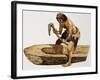 Stone Age Man Digging Out a Canoe-Peter Jackson-Framed Giclee Print