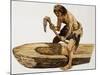 Stone Age Man Digging Out a Canoe-Peter Jackson-Mounted Giclee Print