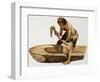 Stone Age Man Digging Out a Canoe-Peter Jackson-Framed Giclee Print