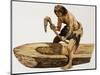 Stone Age Man Digging Out a Canoe-Peter Jackson-Mounted Giclee Print