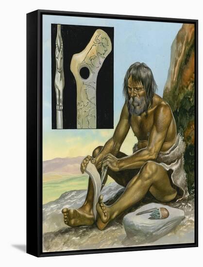 Stone Age Man-Ron Embleton-Framed Stretched Canvas
