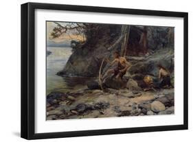 Stone age people-Erik Theodor Werenskiold-Framed Giclee Print