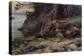 Stone age people-Erik Theodor Werenskiold-Stretched Canvas