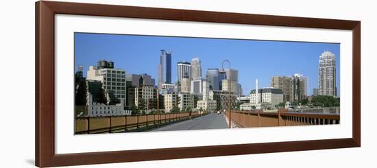 Stone Arch Bridge with Skyscrapers in the Background, Minneapolis, Minnesota, USA-null-Framed Photographic Print