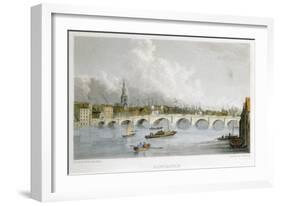 Stone Arched Bridge across the Tyne at Newcastle-Upon-Tyne, England, C1830-R Francis-Framed Giclee Print