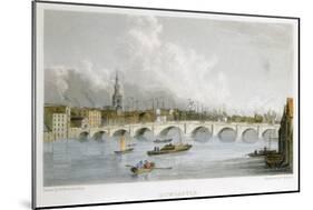 Stone Arched Bridge across the Tyne at Newcastle-Upon-Tyne, England, C1830-R Francis-Mounted Giclee Print