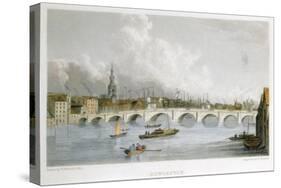 Stone Arched Bridge across the Tyne at Newcastle-Upon-Tyne, England, C1830-R Francis-Stretched Canvas