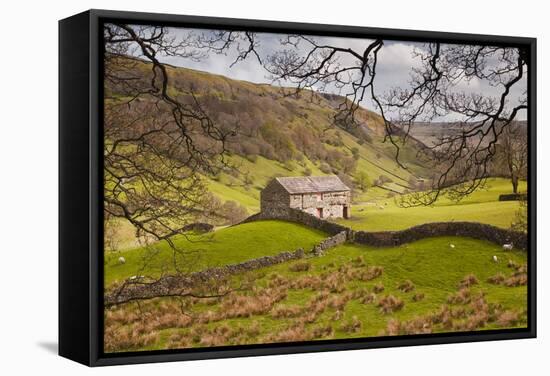 Stone Barn in the Swaledale Area of the Yorkshire Dales National Park-Julian Elliott-Framed Stretched Canvas