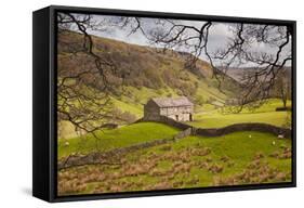 Stone Barn in the Swaledale Area of the Yorkshire Dales National Park-Julian Elliott-Framed Stretched Canvas