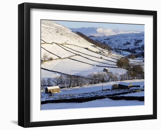 Stone Barns in a Winter Landscape, Swaledale, Yorkshire Dales National Park, North Yorkshire, Engla-Peter Richardson-Framed Premium Photographic Print