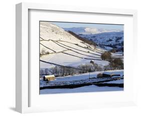 Stone Barns in a Winter Landscape, Swaledale, Yorkshire Dales National Park, North Yorkshire, Engla-Peter Richardson-Framed Photographic Print