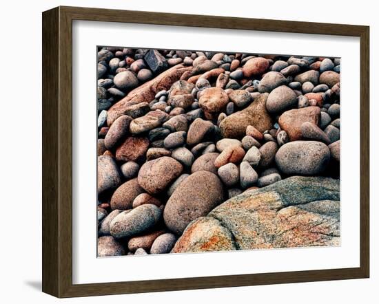 Stone beach along Park Loop Road, Acadia National Park, Maine, USA-null-Framed Photographic Print