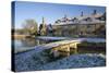 Stone Bridge and Cotswold Cottages in Snow, Lower Slaughter, Cotswolds, Gloucestershire, England-Stuart Black-Stretched Canvas