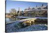 Stone Bridge and Cotswold Cottages in Snow, Lower Slaughter, Cotswolds, Gloucestershire, England-Stuart Black-Stretched Canvas