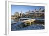 Stone Bridge and Cotswold Cottages in Snow, Lower Slaughter, Cotswolds, Gloucestershire, England-Stuart Black-Framed Photographic Print