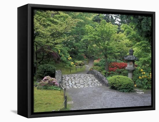 Stone Bridge and Pathway in Japanese Garden, Seattle, Washington, USA-null-Framed Stretched Canvas