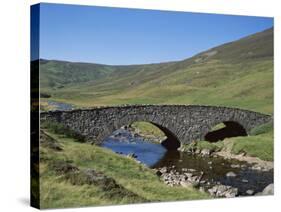 Stone Bridge and Rugged Hills, Glen Clunie, Braemar, Grampian, Scotland-null-Stretched Canvas