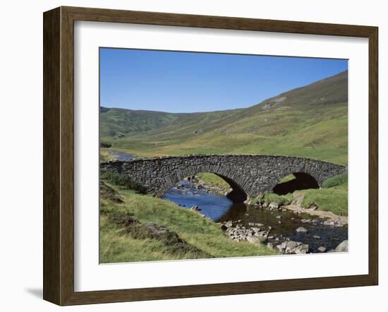 Stone Bridge and Rugged Hills, Glen Clunie, Braemar, Grampian, Scotland-null-Framed Premium Photographic Print