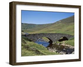 Stone Bridge and Rugged Hills, Glen Clunie, Braemar, Grampian, Scotland-null-Framed Premium Photographic Print