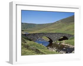 Stone Bridge and Rugged Hills, Glen Clunie, Braemar, Grampian, Scotland-null-Framed Premium Photographic Print