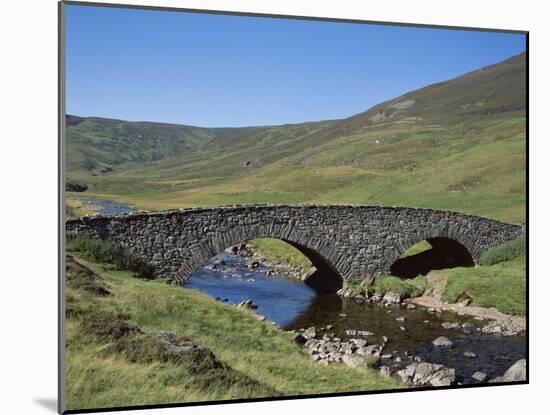 Stone Bridge and Rugged Hills, Glen Clunie, Braemar, Grampian, Scotland-null-Mounted Premium Photographic Print