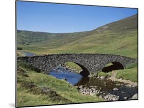 Stone Bridge and Rugged Hills, Glen Clunie, Braemar, Grampian, Scotland-null-Mounted Premium Photographic Print