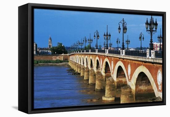 Stone Bridge (Pont De Pierre) on Garonne-null-Framed Stretched Canvas