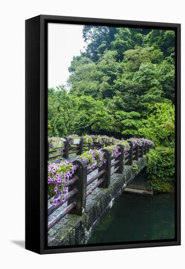 Stone Bridge with Flowers in Seogwipo-Michael-Framed Stretched Canvas